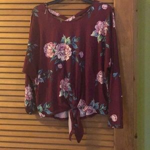 Red floral tie top